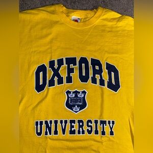 Oxford University Tee Adult Size Medium Yellow School Logo Crest Student Shirt